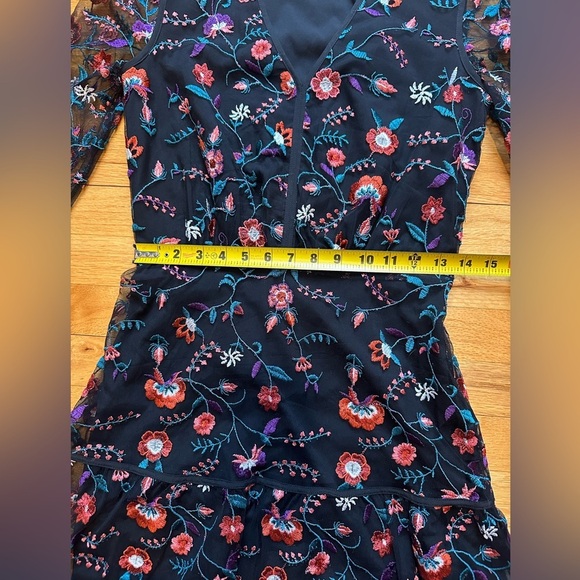 Sam Edelman RED PANSY Floral Embroidered Mesh Blouson Dress size 0 - Picture 5 of 8